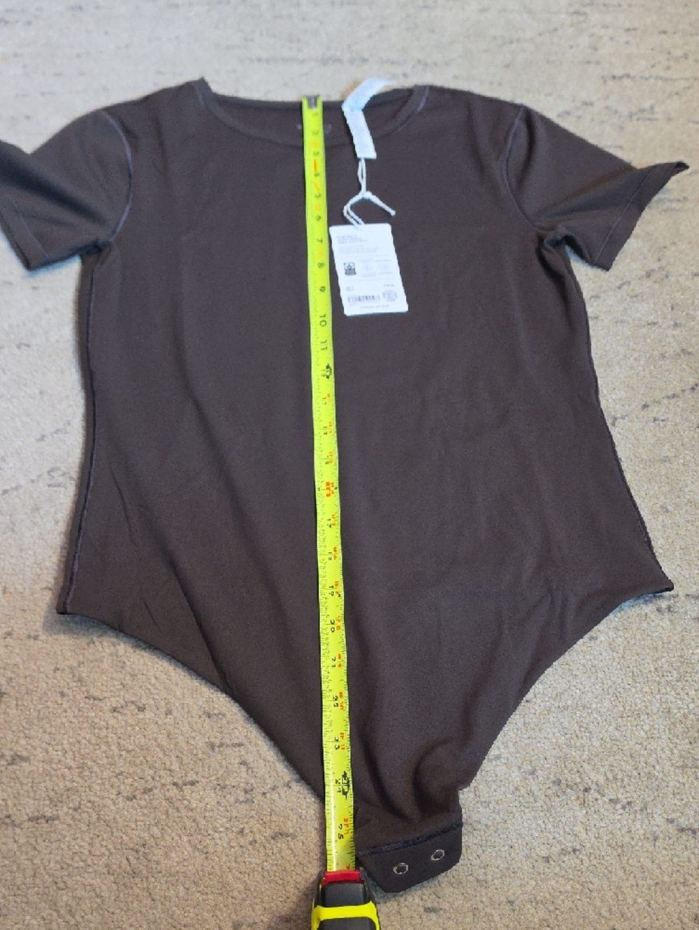 Athleta BodyMove Short Sleeve Crew Bodysuit color "Truffle", M, NWT - Picture 12 of 14